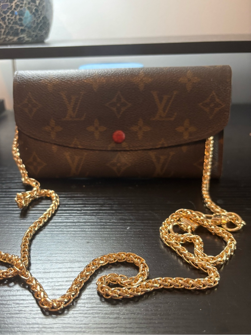 Authentic Louis Vuitton Monogram Emilie Wallet Rouge Red - WOC Convertible